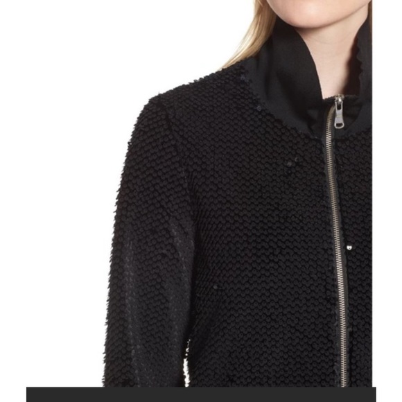 Trouve Black Sequined Zip Up Jacket Sz S - Picture 2 of 15